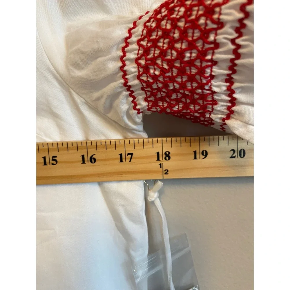 Tuckernuck Hyacinth House White Red Embroidered Mini Dress XS New With Tags - Picture 7 of 9